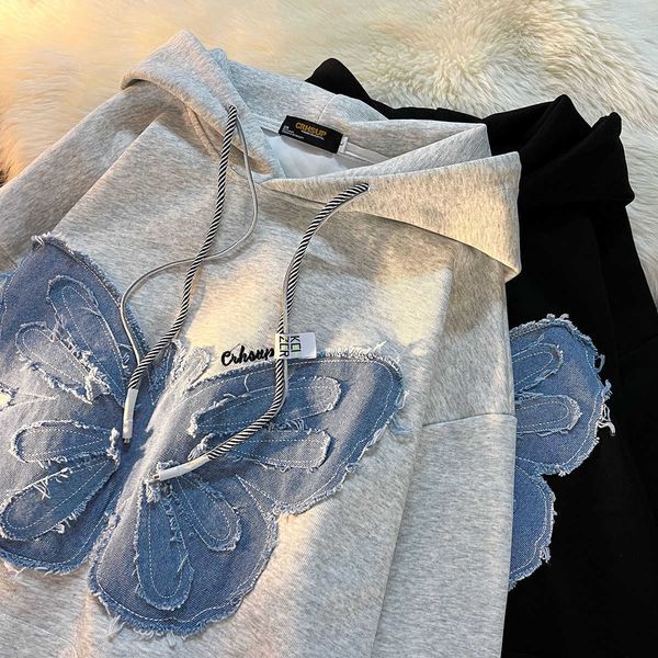 american retro denim patch butterfly women hoodies streetwear autumn harajuku casual long sleeves all match couple sweatshirt, Black
american retro denim patch butterfly women hoodies streetwear autumn harajuku casual long sleeves all match couple sweatshirt, Black