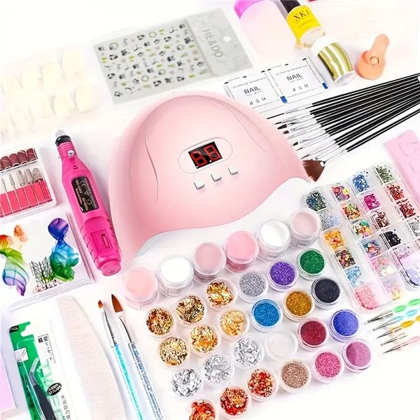 complete acrylic nail art kit - includes powder, brush, glitter, file, french tips, uv lamp, and nail drill - perfect for beginners - everyt
complete acrylic nail art kit - includes powder, brush, glitter, file, french tips, uv lamp, and nail drill - perfect for beginners - everyt