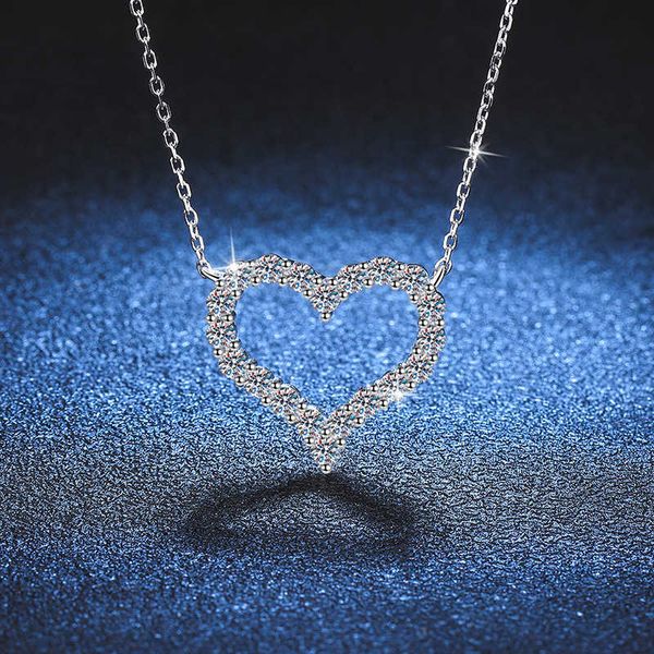 

Luxury Tiff fashion brand jewelry T family style clavicle chain S925 silver plated pt950 Mossan diamond necklace female love shaped Stone Pendant quality