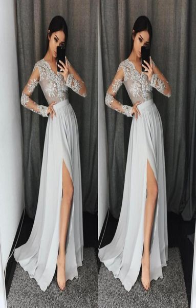 applique long sleeve prom dresses vneck ruched side split chiffon long party dresses new aline floor length celebrity eveni3988045, Black
applique long sleeve prom dresses vneck ruched side split chiffon long party dresses new aline floor length celebrity eveni3988045, Black