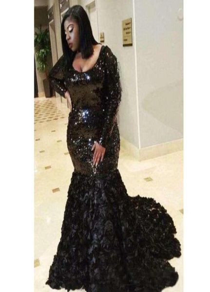 black sequins mermaid evening dresses scoop neck with hand made flowers long sleeve plus size prom gowns robe de soiree1556233, Black;red
black sequins mermaid evening dresses scoop neck with hand made flowers long sleeve plus size prom gowns robe de soiree1556233, Black;red