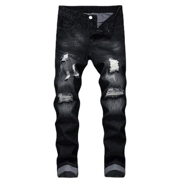 men's jeans black hole denim men slim solid color bleached ripped full length casual trousers cowboy fashion259w, Blue
men's jeans black hole denim men slim solid color bleached ripped full length casual trousers cowboy fashion259w, Blue