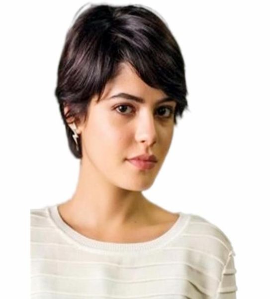 short pixie cut machine made human hair lace front wigs full lacewigs for black women bob style wig1042385, Black;brown
short pixie cut machine made human hair lace front wigs full lacewigs for black women bob style wig1042385, Black;brown