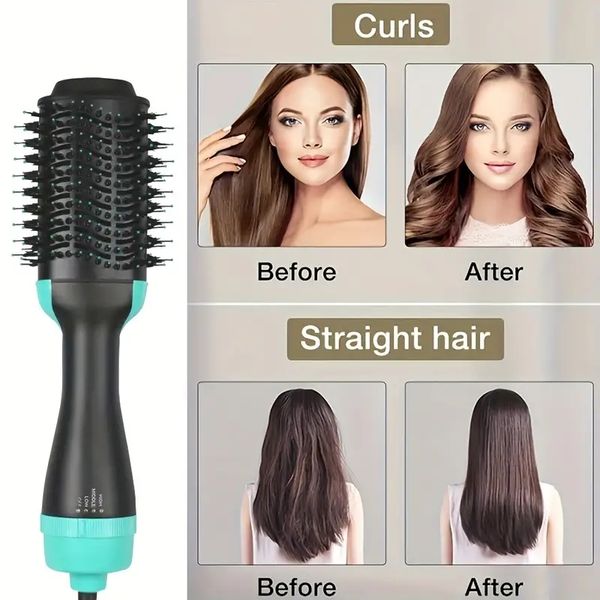 3-in-1 hair dryer air brush hair straightener comb hair curling brush diy ceramic coating hair dryer brush, Black
3-in-1 hair dryer air brush hair straightener comb hair curling brush diy ceramic coating hair dryer brush, Black