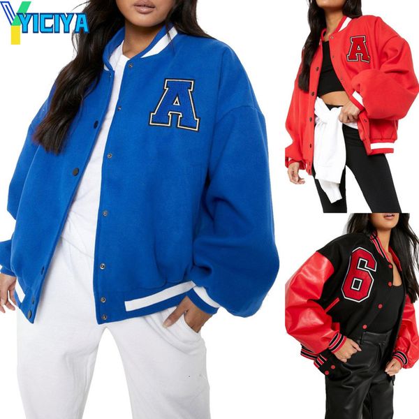 womens jackets yiciya jacket women baseball bomber varsity jackets in external clothes american outerwear coats uniform female oversize 2308, Black;brown
womens jackets yiciya jacket women baseball bomber varsity jackets in external clothes american outerwear coats uniform female oversize 2308, Black;brown