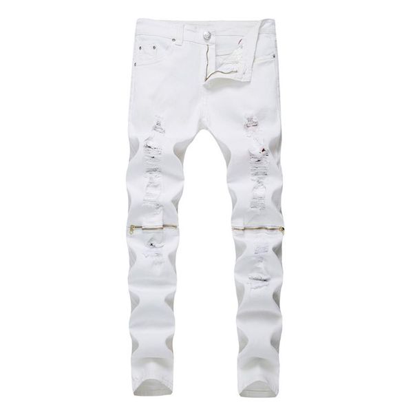 new fashion mens knee zipper ripped jeans cotton white elastic slim men motorcycle denim joggers skinny jeans315q, Blue
new fashion mens knee zipper ripped jeans cotton white elastic slim men motorcycle denim joggers skinny jeans315q, Blue