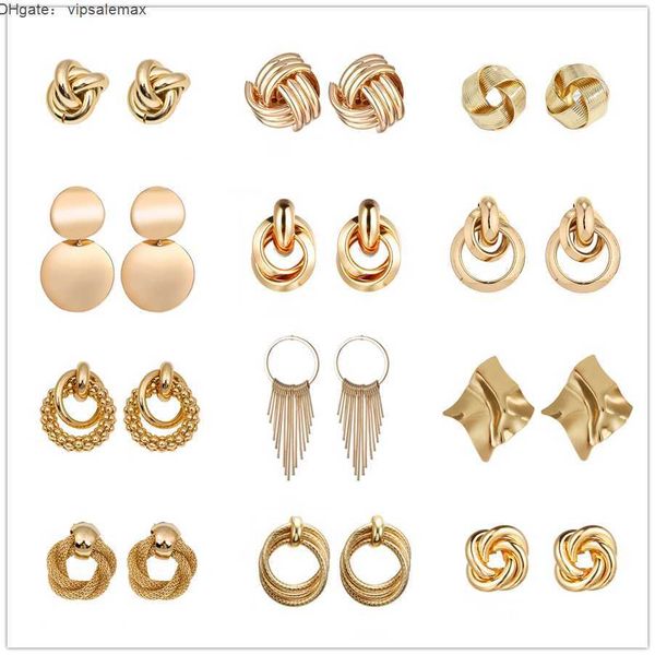 new fashion statement metal geometric pendant earrings for women cool punk gold color round twisted hanging ear jewelry, Golden
new fashion statement metal geometric pendant earrings for women cool punk gold color round twisted hanging ear jewelry, Golden