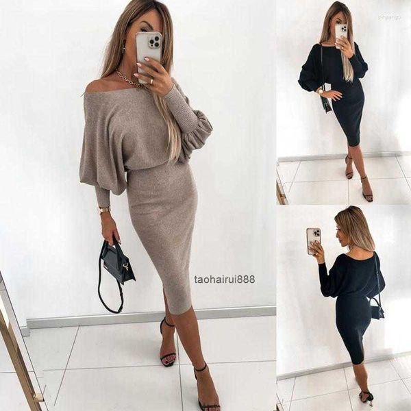 casual dresses slash neck women knitting long sleeve 2023 bodycon mini dress, Black;gray
casual dresses slash neck women knitting long sleeve 2023 bodycon mini dress, Black;gray