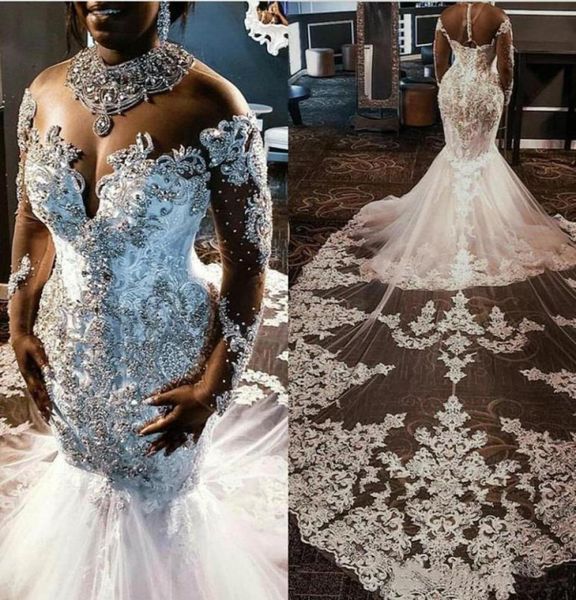 2021 sheer long sleeves lace mermaid wedding dresses lace applique beaded crystals wedding bridal gowns custom made7810880, White
2021 sheer long sleeves lace mermaid wedding dresses lace applique beaded crystals wedding bridal gowns custom made7810880, White