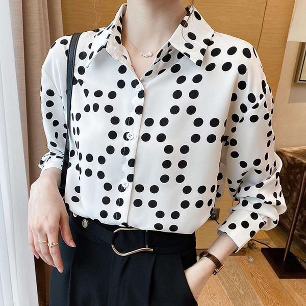 autumn polka dot long sleeved chiffon shirt womens fashionable all matching top, White
autumn polka dot long sleeved chiffon shirt womens fashionable all matching top, White