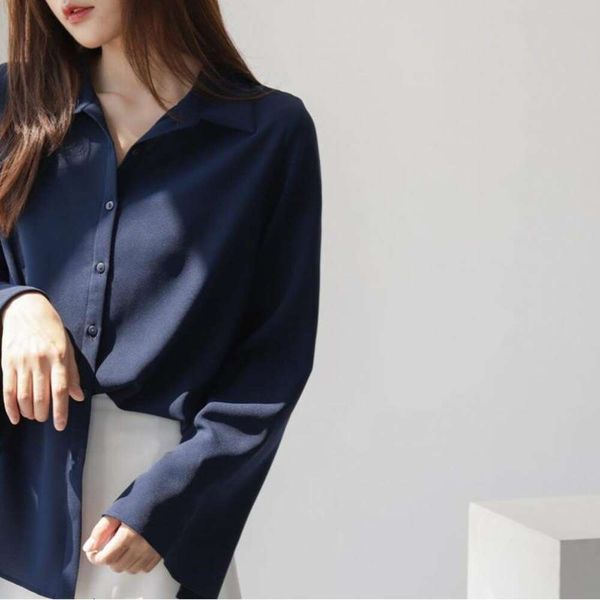 chiffon long sleeved shirt for womens autumn wear lazy loose trumpet sleeves pure color white
chiffon long sleeved shirt for womens autumn wear lazy loose trumpet sleeves pure color white