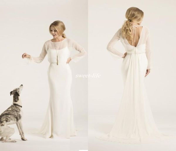 sheath crew neck low back amy kuschel couture boho wedding dresses with illusion long sleeves chiffon 2019 simple bridal gowns swe2172941, White
sheath crew neck low back amy kuschel couture boho wedding dresses with illusion long sleeves chiffon 2019 simple bridal gowns swe2172941, White