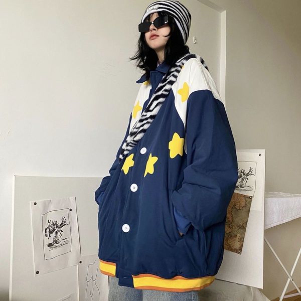 womens jackets harajuku thick bomber jacket women star print vintage contrast color padded coat autumn loose wadded streetwear 230810, Black;brown
womens jackets harajuku thick bomber jacket women star print vintage contrast color padded coat autumn loose wadded streetwear 230810, Black;brown