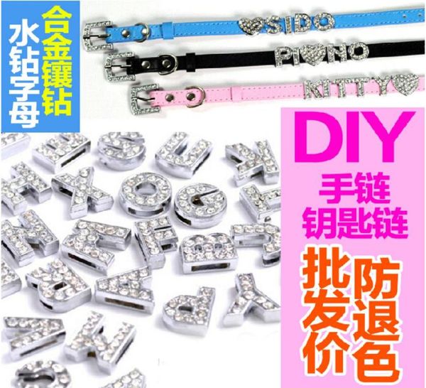 hole length 8mm 130pcslot charms diy slide letters with rhinestone pet dog collars silver color jewelry finding components charms13525001, Bronze;silver
hole length 8mm 130pcslot charms diy slide letters with rhinestone pet dog collars silver color jewelry finding components charms13525001, Bronze;silver