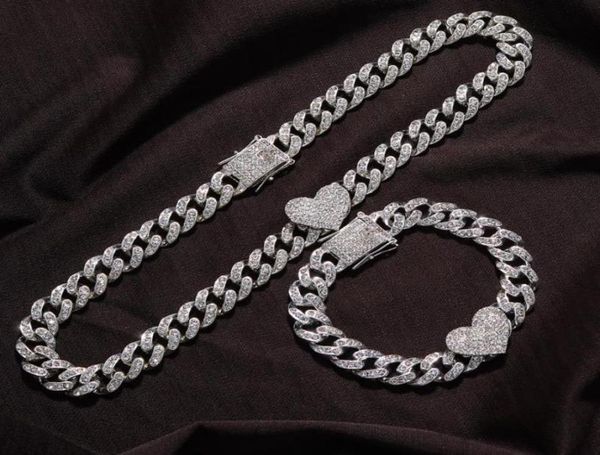 chains 2pcset rapper full heavy heartshaped cuban link bracelet iced women for men necklcae chain prong pave luxury hiphop jewel2450008, Silver
chains 2pcset rapper full heavy heartshaped cuban link bracelet iced women for men necklcae chain prong pave luxury hiphop jewel2450008, Silver