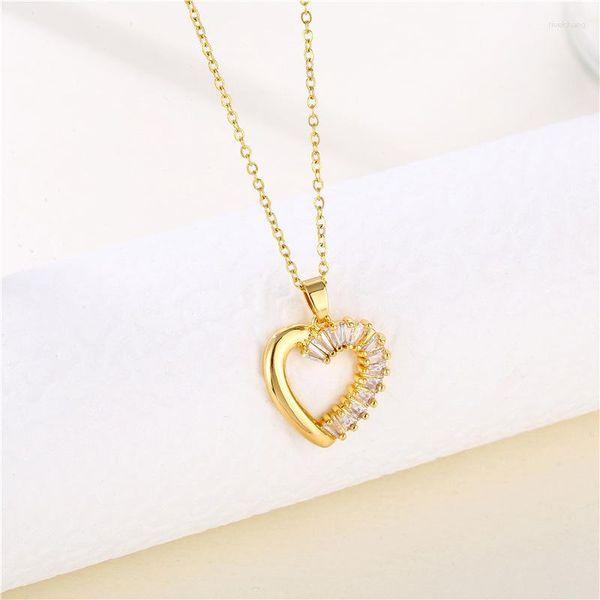 pendant necklaces sweet half zircon crystal hollow heart stainless steel for women korean fashion wedding jewelry gift, Silver
pendant necklaces sweet half zircon crystal hollow heart stainless steel for women korean fashion wedding jewelry gift, Silver