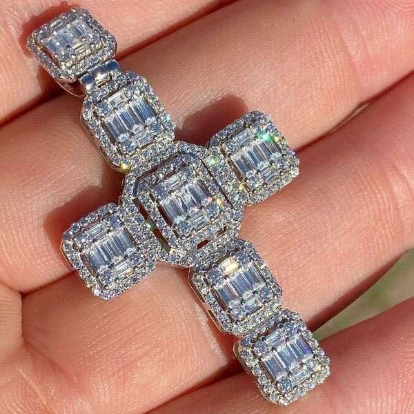 cross customized hip hop s925 baguette iced moissanite iced diamond necklace pendant, Silver
cross customized hip hop s925 baguette iced moissanite iced diamond necklace pendant, Silver