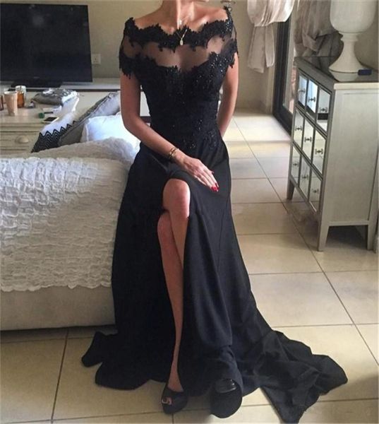 split short sleeves new appliques black offtheshoulder prom dress see through evening dress vestidos de fiesta largos6143203
split short sleeves new appliques black offtheshoulder prom dress see through evening dress vestidos de fiesta largos6143203