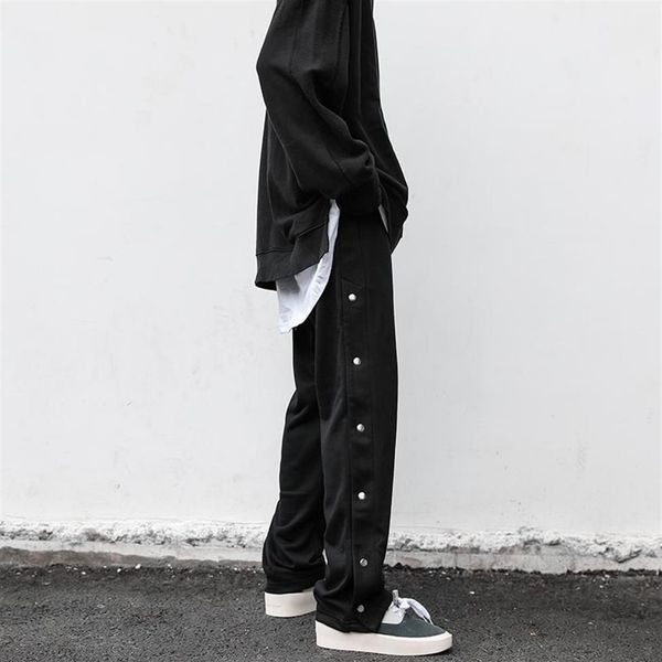 men's pants mens clothing streetwear simple sports side button split straight loose casual stacked sweatpants men193e, Black
men's pants mens clothing streetwear simple sports side button split straight loose casual stacked sweatpants men193e, Black