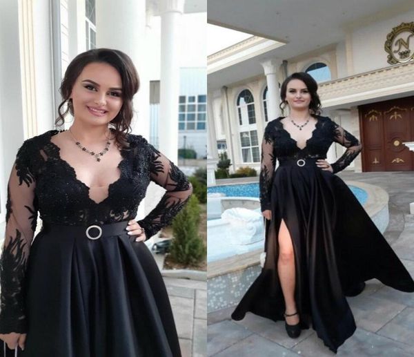 long sleeve mother of the bride dresses for wedding party black lace satin open leg slit evening prom gowns luxury customized7107004, Black;red
long sleeve mother of the bride dresses for wedding party black lace satin open leg slit evening prom gowns luxury customized7107004, Black;red