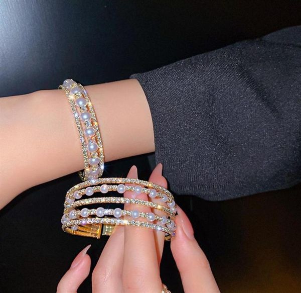 european and american fashion bangle exaggerated personality diamondstudded pearl open bracelet design sense super flash jewelry 8318397, Black
european and american fashion bangle exaggerated personality diamondstudded pearl open bracelet design sense super flash jewelry 8318397, Black