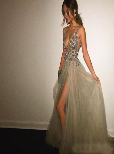 deep v neck tulle silver beads prom dresses 2019 high split sleeveless open back long evening party gowns8451122, Black
deep v neck tulle silver beads prom dresses 2019 high split sleeveless open back long evening party gowns8451122, Black