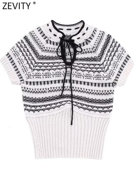 womens sweaters zevity women fashion stand collar lace up jacquard crop knit sweater vintage short sleeve female pullovers chic sw4791 2308, White;black
womens sweaters zevity women fashion stand collar lace up jacquard crop knit sweater vintage short sleeve female pullovers chic sw4791 2308, White;black