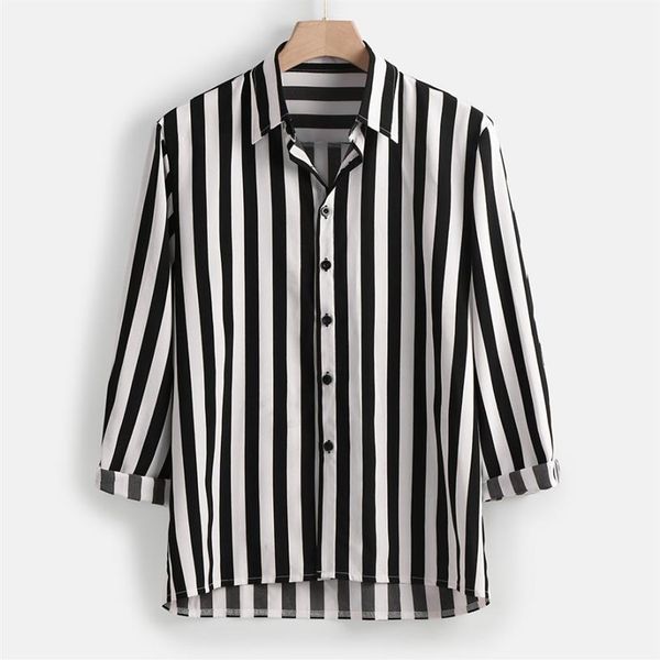 long sleeve casual button down dress men vertical striped shirt lapel striped slim fit mens shirts299p, White;black
long sleeve casual button down dress men vertical striped shirt lapel striped slim fit mens shirts299p, White;black