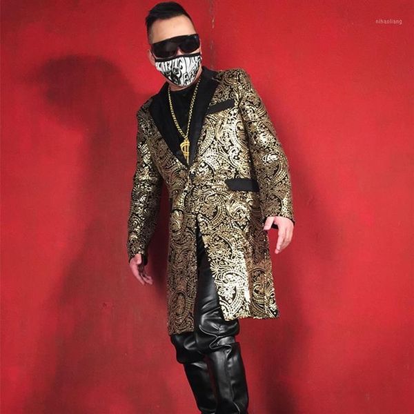 men's suits & blazers men gold sequin slim fit casual suit jacket male fashion long blazer coat stage costumes custom made si2832, White;black
men's suits & blazers men gold sequin slim fit casual suit jacket male fashion long blazer coat stage costumes custom made si2832, White;black