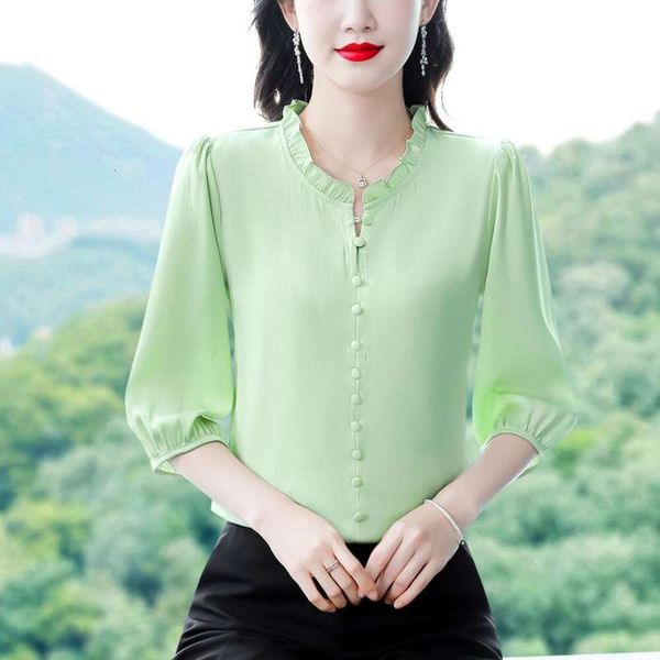 spring and womens blouses summer style three quarter sleeves shirt fashionably all match mulberry silk blouse, White
spring and womens blouses summer style three quarter sleeves shirt fashionably all match mulberry silk blouse, White