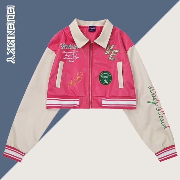 womens jackets short pu jacket embroidery motorcycle pink leather spring autumn outerwear streetwear harajuku y2k coat female 230810, Black;brown
womens jackets short pu jacket embroidery motorcycle pink leather spring autumn outerwear streetwear harajuku y2k coat female 230810, Black;brown