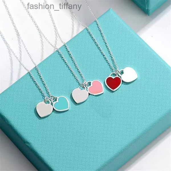 luxury jewelry multiple colors double heart necklace 925silver love necklace designer jewelry valentine day mother's day gift with box, Silver
luxury jewelry multiple colors double heart necklace 925silver love necklace designer jewelry valentine day mother's day gift with box, Silver