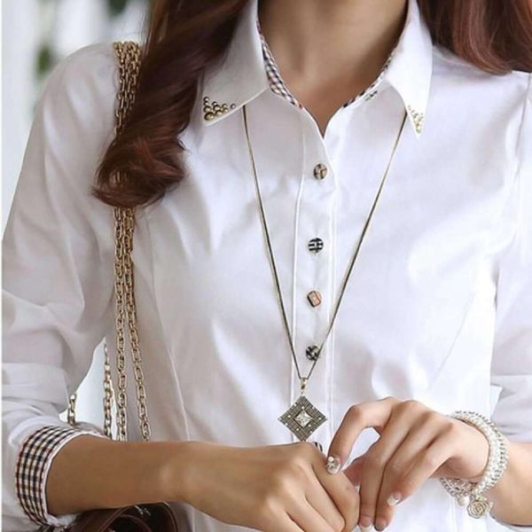 spring and autumn style shirt for women korean slim fit long sleeved bottoming female students, White
spring and autumn style shirt for women korean slim fit long sleeved bottoming female students, White