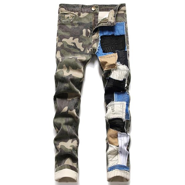 stretch camouflage stitching color matching men's slim jeans autumn and winter new casual cotton denim pants fashion trousers250s, Blue
stretch camouflage stitching color matching men's slim jeans autumn and winter new casual cotton denim pants fashion trousers250s, Blue