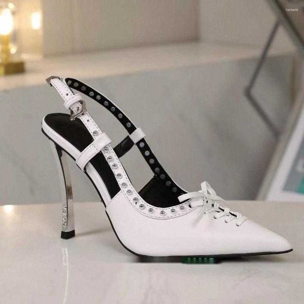 sandals metal stiletto heel lace-up shallow genuine leather pointed back strap women high heels slingback buckle fashion shoes, Black
sandals metal stiletto heel lace-up shallow genuine leather pointed back strap women high heels slingback buckle fashion shoes, Black