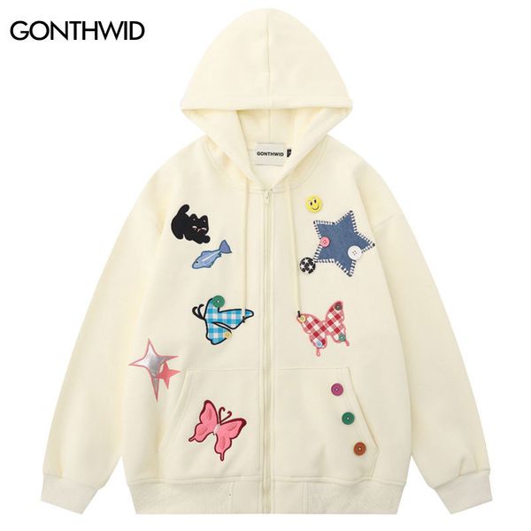 men's hoodies sweatshirts harajuku hoodie coat streetwear funny embroidery star butterfly cat zipper hooded sweatshirt jacket hip hop f, Black
men's hoodies sweatshirts harajuku hoodie coat streetwear funny embroidery star butterfly cat zipper hooded sweatshirt jacket hip hop f, Black
