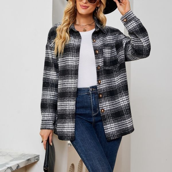 womens jackets autumn winter turndown collar striped plaid long sleeve jacket casual loose polyester fashion pocket woolen 230811, Black;brown
womens jackets autumn winter turndown collar striped plaid long sleeve jacket casual loose polyester fashion pocket woolen 230811, Black;brown