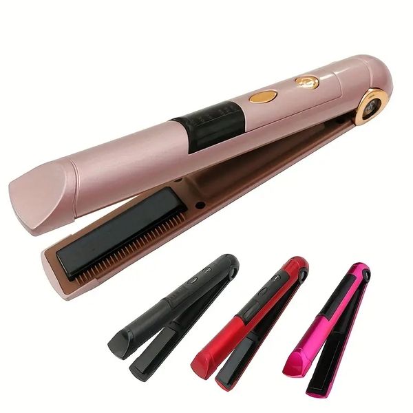 1pc 2 in 1 flat iron usb wireless hair straightener portable professional cordless roller curler ceramic fast heating styling tools, Black
1pc 2 in 1 flat iron usb wireless hair straightener portable professional cordless roller curler ceramic fast heating styling tools, Black