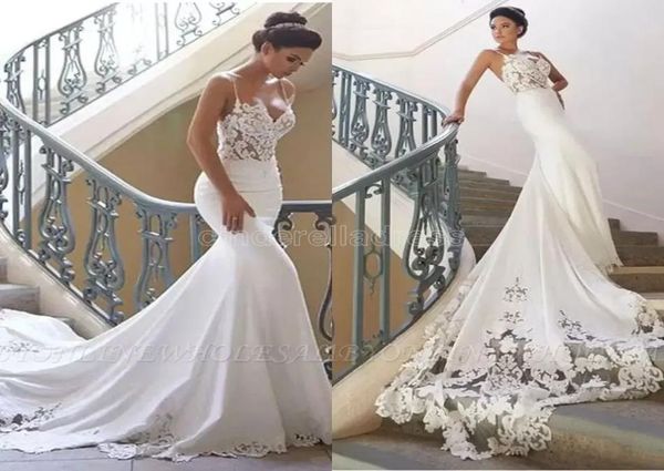 2022 lace appliqued mermaid wedding dresses vintage spaghetti open back beach bohemian bridal gown bm09684012262, White
2022 lace appliqued mermaid wedding dresses vintage spaghetti open back beach bohemian bridal gown bm09684012262, White