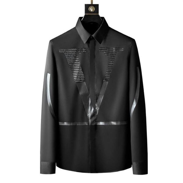 men's casual shirts european high end drilling long-sleeve shirt man's big v designer slim non-iron anti-wrinkle294f, White;black
men's casual shirts european high end drilling long-sleeve shirt man's big v designer slim non-iron anti-wrinkle294f, White;black