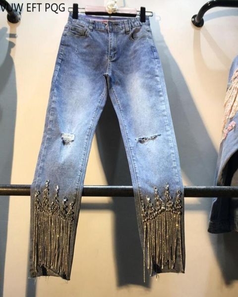 women diamond tassel ankle length high waist jeans pants female washed denim flare pants8679530, Blue
women diamond tassel ankle length high waist jeans pants female washed denim flare pants8679530, Blue