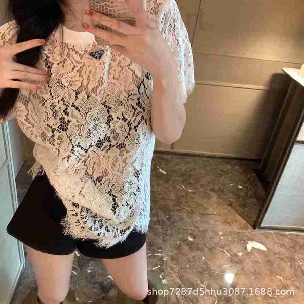 women's t-shirt designer 23 summer new water soluble lace triangle punctuation short sleeve with sweet style and versatile h7cq, White
women's t-shirt designer 23 summer new water soluble lace triangle punctuation short sleeve with sweet style and versatile h7cq, White