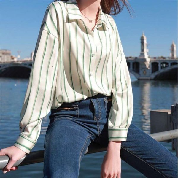 autumn style lazy striped shirt blouse casual simple commuter small fresh woman, White
autumn style lazy striped shirt blouse casual simple commuter small fresh woman, White