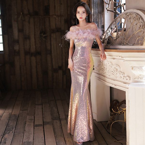 long pink sequin prom dresses with feathers shiny off shoulder mermaid evening gowns formal party robe de mariee second reception birthday e, Black;red
long pink sequin prom dresses with feathers shiny off shoulder mermaid evening gowns formal party robe de mariee second reception birthday e, Black;red