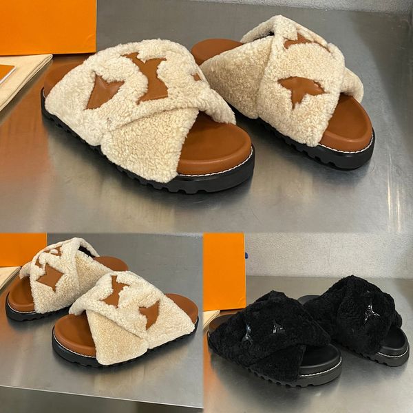 paseo flat comfort mule 1aa1vc contrasting leather initials logo combine fluffy shearling mule crossover straps slides womens luxury brand s, Black
paseo flat comfort mule 1aa1vc contrasting leather initials logo combine fluffy shearling mule crossover straps slides womens luxury brand s, Black