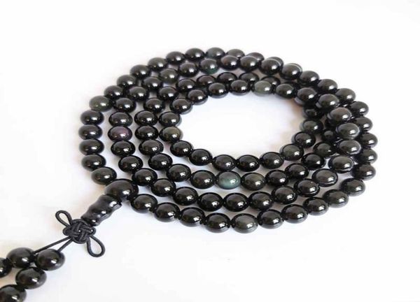 6mm natural obsidian round beads bracelets with rainbow eyes 108 prayer meditation mala bro501 beaded strands3116287, Black
6mm natural obsidian round beads bracelets with rainbow eyes 108 prayer meditation mala bro501 beaded strands3116287, Black