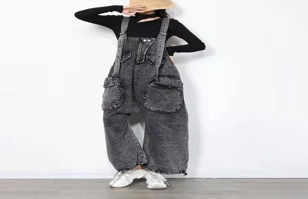 european and american big pocket onepiece loose jeans jumpsuits3155561, Black;white
european and american big pocket onepiece loose jeans jumpsuits3155561, Black;white
