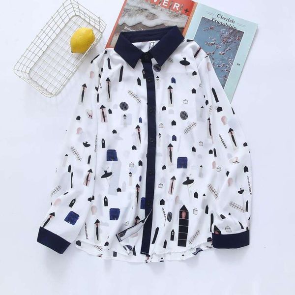 korean version of womens blouses the all matching color block printed long sleeved chiffon shirt for women., White
korean version of womens blouses the all matching color block printed long sleeved chiffon shirt for women., White