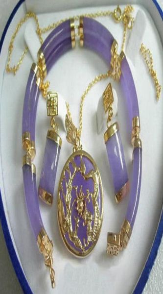 purple jade gold plated fortune dragon phenix bracelet pendant necklace earrings7591876, Black
purple jade gold plated fortune dragon phenix bracelet pendant necklace earrings7591876, Black
