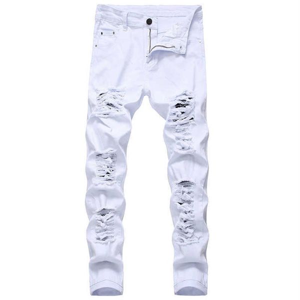 men ripped jeans white red black stretch slim fit spring autumn denim pants distressed hip hop streetwear biker jeans pants x0621314m, Blue
men ripped jeans white red black stretch slim fit spring autumn denim pants distressed hip hop streetwear biker jeans pants x0621314m, Blue